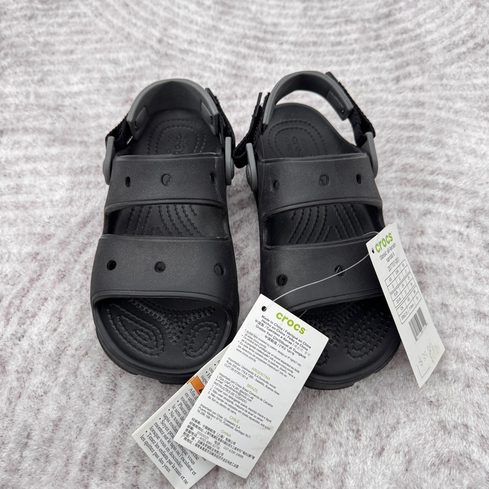 CROCS Kids' Black Open-Toe Strap Sandals J2